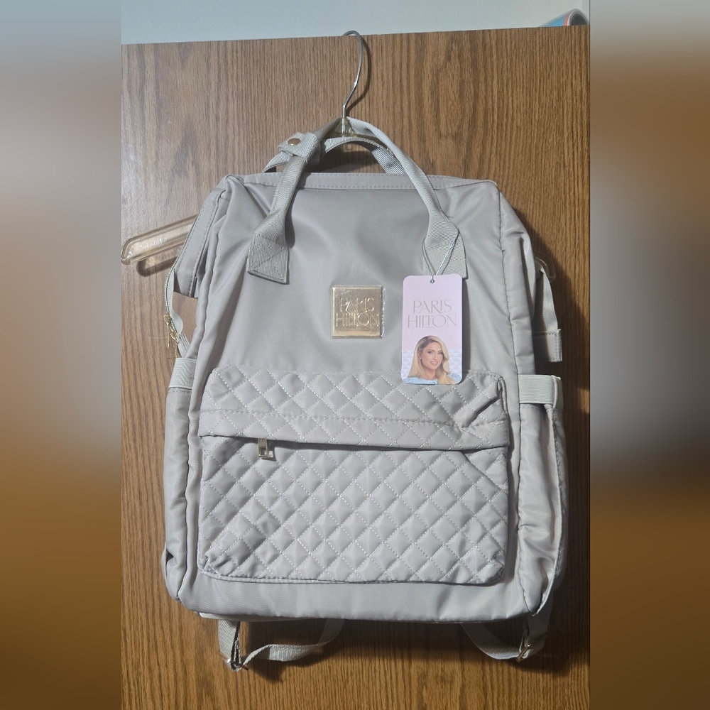 Paris Hilton Quilted Laptop Backpack with Gold Accent